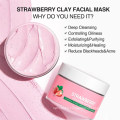 Masque facial à l&#39;argile exfoliant à la fraise, cicatrisant et hydratant en profondeur